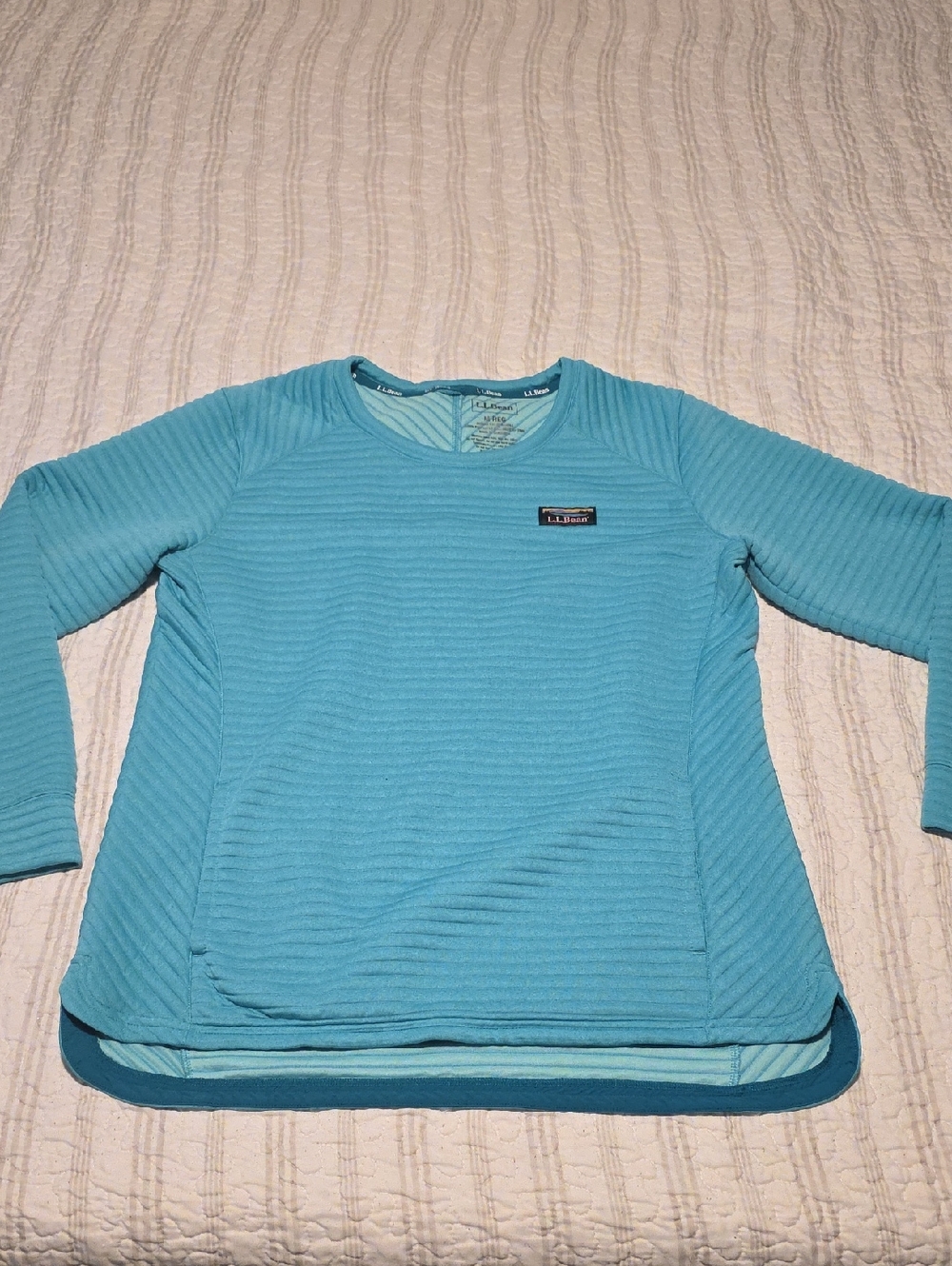 L.L. Bean Aqua Blue Quilted Pullover